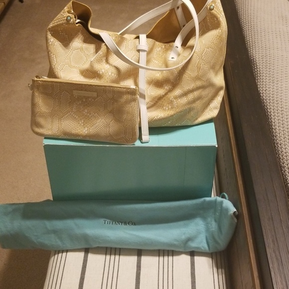 Tiffany & Co. Handbags - Tiffany & Co. Suede python reversible tote!